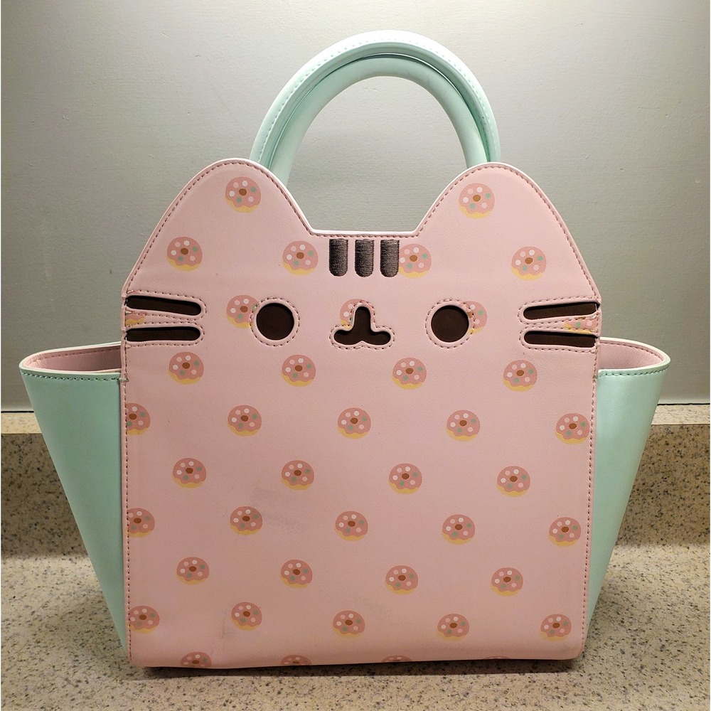 Loungefly Pusheen Cat Crossbody Double Handle Pink & Mint Donut Cosplay Bag